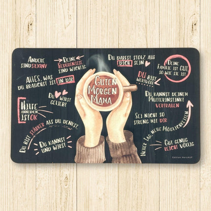 SEO. Geschenkset für Mama: Guten Morgen Frühstücksbrettchen, Untersetzer u.Halter, Ostergeschenk, Geschenk zur Geburt Mama - Set 1 Linkreich