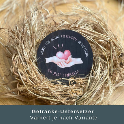 SEO. Geschenkset für Mama: Guten Morgen Frühstücksbrettchen, Untersetzer u.Halter, Ostergeschenk, Geschenk zur Geburt Mama - Set 1 Linkreich