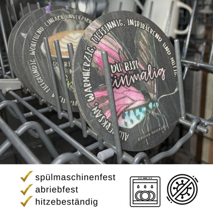 SEO. Geschenkset für Schwester: Frühstücksbrett, Halter & Untersetzer - Set 1 Linkreich