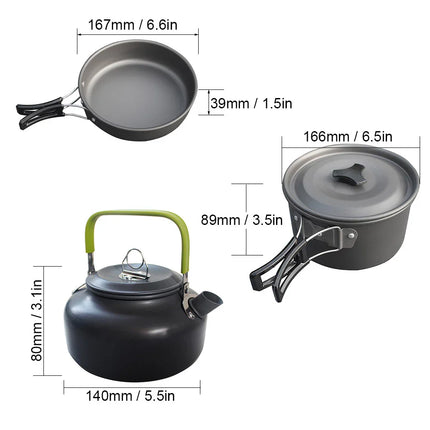 Campinggeschirr Set 3 Teile stapelbar grau