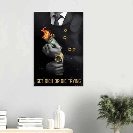 Get rich or die trying - Leinwandbild Motivation (Canvas) kaufen bei Linkreich – Jetzt entdecken!
