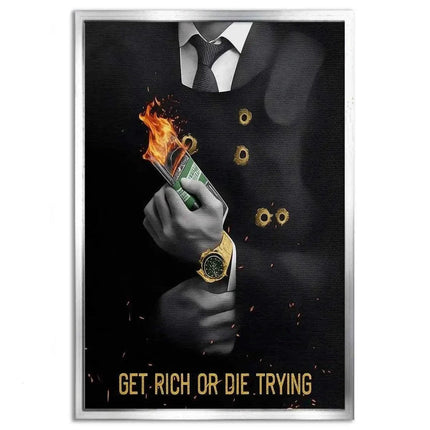 Get rich or die trying - Leinwandbild Motivation (Canvas) kaufen bei Linkreich – Jetzt entdecken!