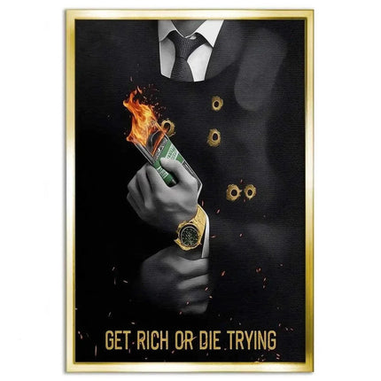 Get rich or die trying - Leinwandbild Motivation (Canvas) kaufen bei Linkreich – Jetzt entdecken!