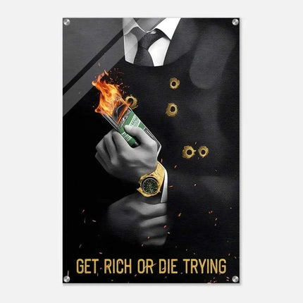 Get rich or die trying - Leinwandbild Motivation (Canvas) kaufen bei Linkreich – Jetzt entdecken!