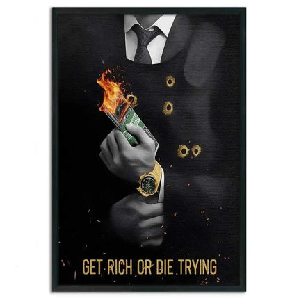 Get rich or die trying - Leinwandbild Motivation (Canvas) kaufen bei Linkreich – Jetzt entdecken!