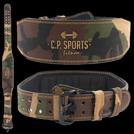 SEO. Gewichthebergürtel - Camouflage Grün - C.P. Sports - T4 - 9+11 - Normal Breit Linkreich