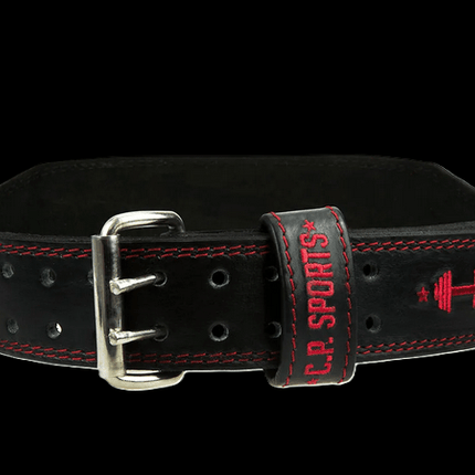 SEO. Gewichthebergürtel - Leder - Schwarz Rot C.P. Sports - T901 - S Linkreich