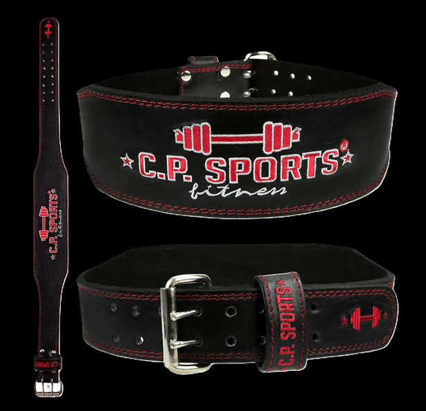 SEO. Gewichthebergürtel - Leder - Schwarz Rot C.P. Sports - T901 - S Linkreich