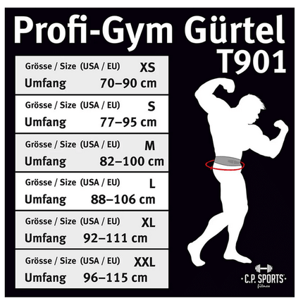 SEO. Gewichthebergürtel - Leder - Schwarz Rot C.P. Sports - T901 - S Linkreich