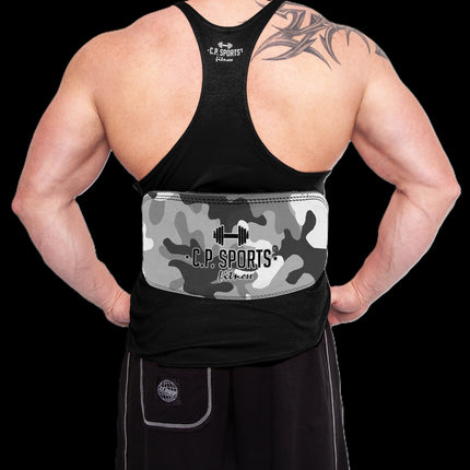 SEO. Gewichthebergürtel / Power lifting Gürtel - Camouflage - C.P. Sports - T4 - 10 +12 - Extra Breit Linkreich