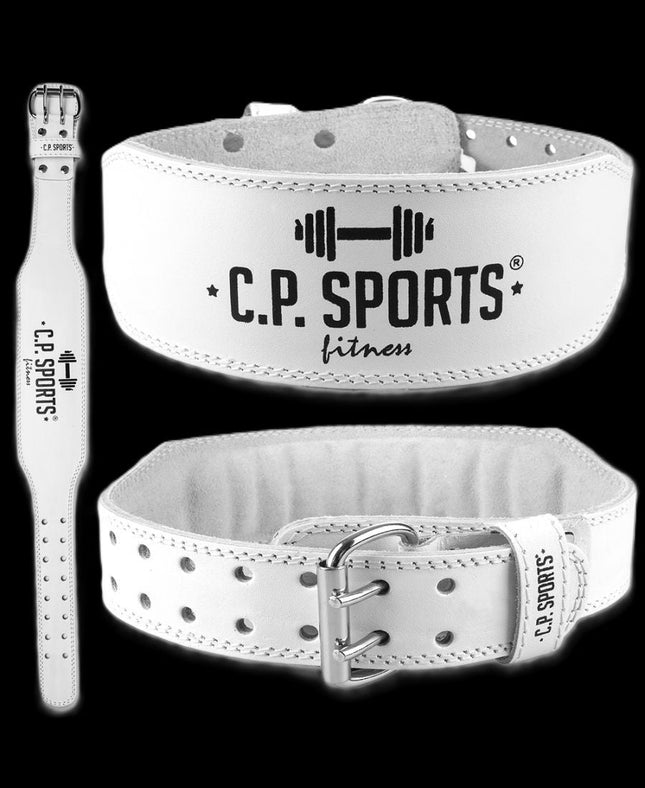 SEO. Gewichtshebegürtel - Echt Leder - C.P. SPORTS - T6 - Weiß Linkreich