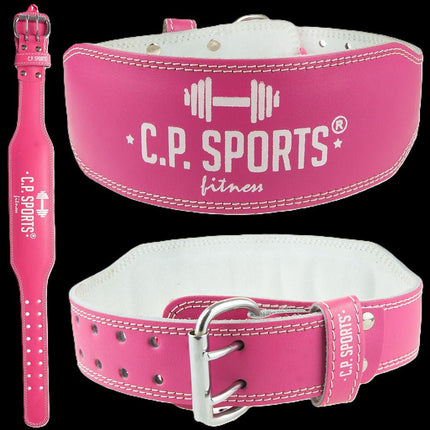 SEO. Gewichtshebegürtel - Echt Leder - C.P. SPORTS - T6 - Pink Linkreich