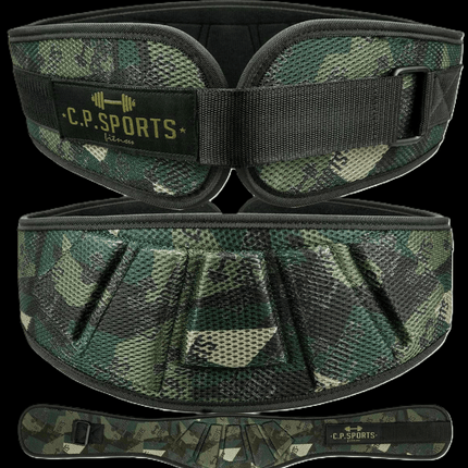 SEO. Gewichtshebegürtel /Profi /Ultraleichtgürtel Camouflage Grün - T7 - 3 - C.P. Sports - XS Linkreich