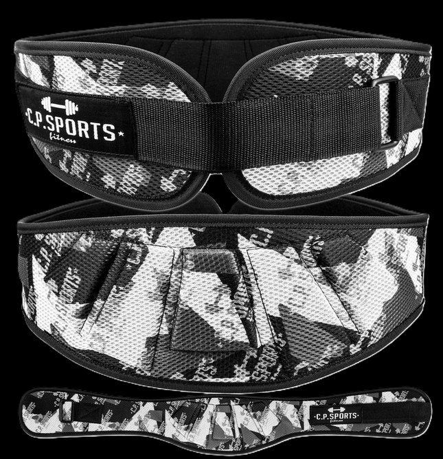 SEO. Gewichtshebegürtel / Profi - Ultraleichtgürtel - Camouflage Weiß - T7 - 3 - C.P. Sports - XS Linkreich