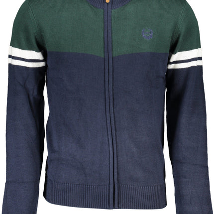GIAN MARCO VENTURI Blauer Herren-Cardigan – Reißverschluss mit Stickerei | soulluna.de