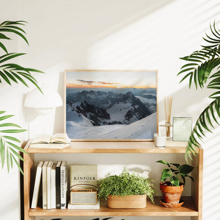Mont Blanc Summit Wall Art Print – Stunning Alpine Landscape at Sunrise