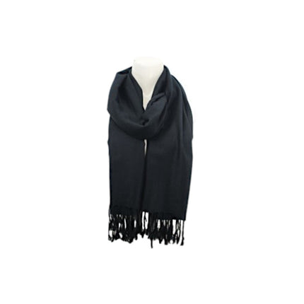 Fransenschal » Winterschal 175 x 70 cm » glänzender Winter Schal » Schal mit schwarzen Fransen