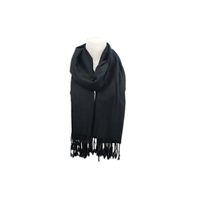 Fransenschal » Winterschal 175 x 70 cm » glänzender Winter Schal » Schal mit schwarzen Fransen