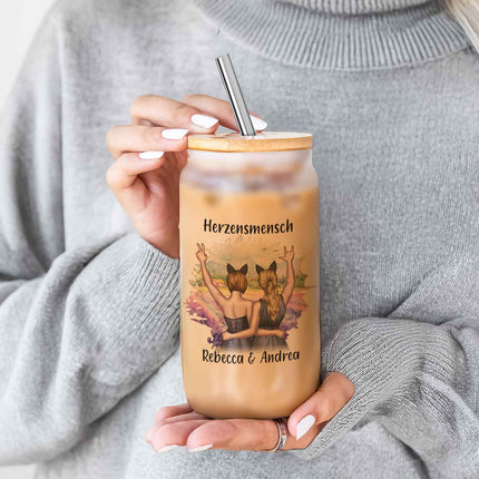 SEO. Glasbecher mit Bambusdeckel & Trinkhalm - Konfiguration Freundin - Linkreich