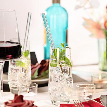 SEO. Glasstrohhalme mit 20 individuellen Namen Text - Gastgeschenk für Hochzeit, Kommunion oder Familienfeier - 20 cm Linkreich