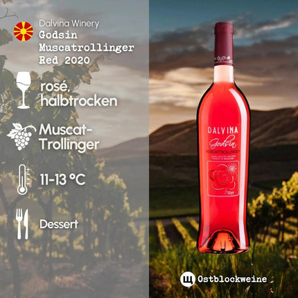 SEO. Godsin Muscatrollinger Red 2020 - Rosé halbtrocken aus Nordmazedonien - Linkreich