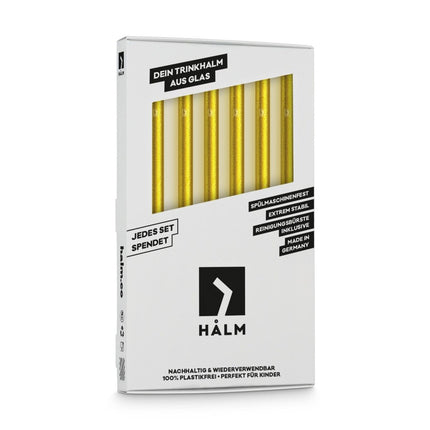 SEO. Gold Glasstrohhalme 6x 20cm Gerade Goldener Glitzer - Linkreich