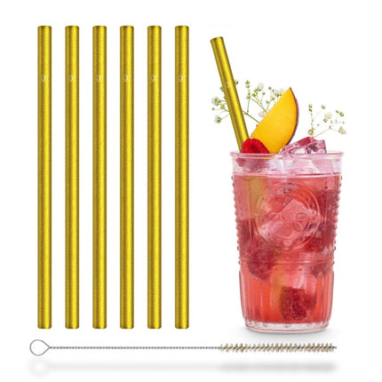 SEO. Gold Glasstrohhalme 6x 20cm Gerade Goldener Glitzer - Linkreich