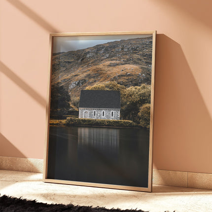 Gougane Barra Chapel Print – Irish Lake & Mountain Wall Art