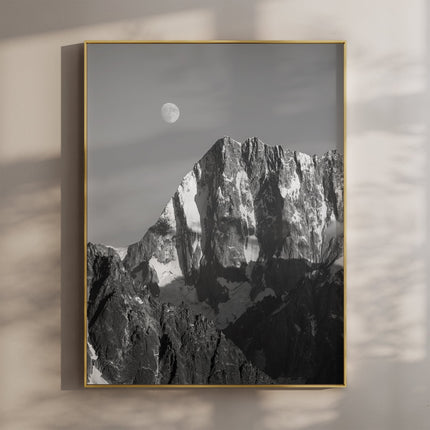Grandes Jorasses Print – Black and White Mont Blanc Alpine Wall Art
