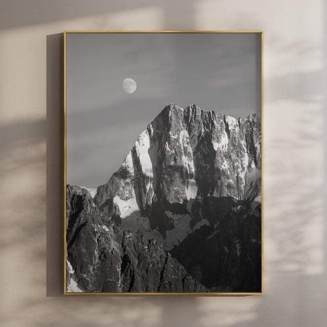 Grandes Jorasses Print – Black and White Mont Blanc Alpine Wall Art