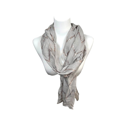 Sommer Damen Schal » Zick Zack Muster » leichter Sommerschal 180 x 70 cm » Halstuch mit glänzendem Zickzack Aufdruck » Damenschal weich & dünn
