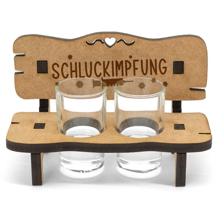 SEO. Gravierte Schnapsbank im Schluckimpfung Design + 2 Schnapsgläser - Linkreich
