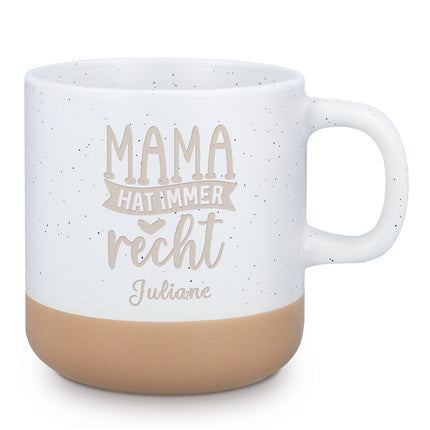 SEO. Gravierte Steingut Tasse - Mama hat immer Recht - Linkreich