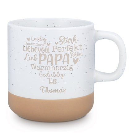 SEO. Gravierte Steingut Tasse - Papa Collage - Linkreich