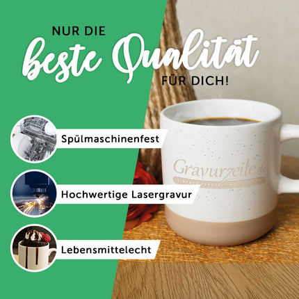 SEO. Gravierte Steingut Tasse - Papa du bist der Beste - Linkreich