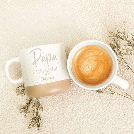 SEO. Gravierte Steingut Tasse - Papa du bist der Beste - Linkreich