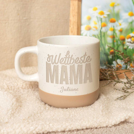 SEO. Gravierte Steingut Tasse - Weltbeste Mama - Linkreich