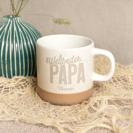 SEO. Gravierte Steingut Tasse - Weltbester Papa - Linkreich