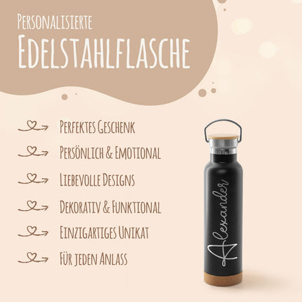SEO. Gravierte Trinkflasche aus Edelstahl - Wunschname - Linkreich