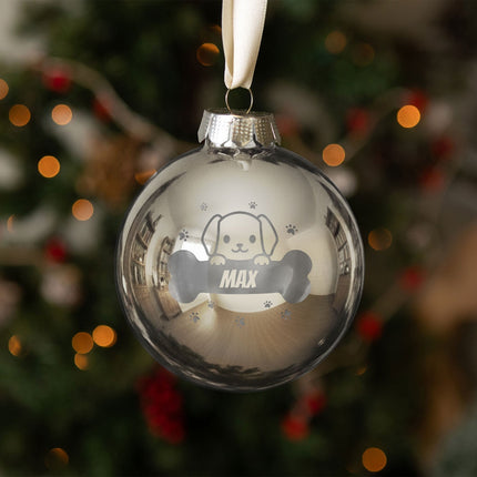 SEO. Gravierte Weihnachtskugel - Haustier - Hund & Katze - Blau (matt) Linkreich