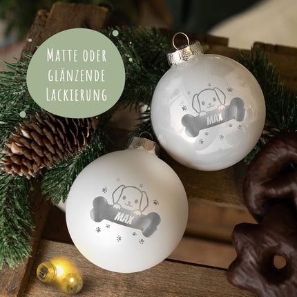 SEO. Gravierte Weihnachtskugel - Haustier - Hund & Katze - Blau (matt) Linkreich