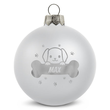 SEO. Gravierte Weihnachtskugel - Haustier - Hund & Katze - Blau (matt) Linkreich