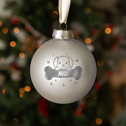 SEO. Gravierte Weihnachtskugel - Haustier - Hund & Katze - Blau (matt) Linkreich