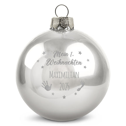 SEO. Gravierte Weihnachtskugel - Mein erstes Weihnachten - Schwarz (matt) Linkreich