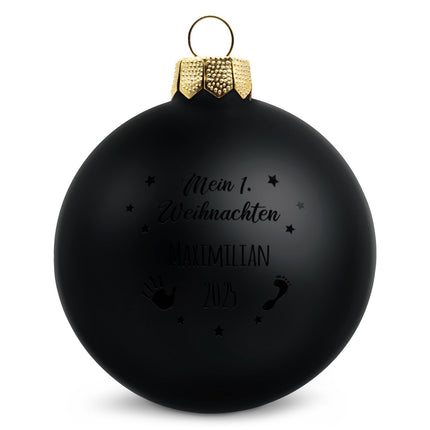 SEO. Gravierte Weihnachtskugel - Mein erstes Weihnachten - Schwarz (matt) Linkreich