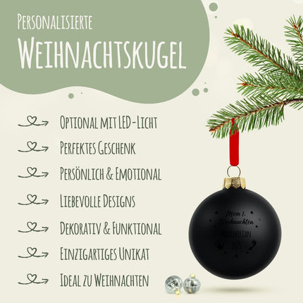 SEO. Gravierte Weihnachtskugel - Mein erstes Weihnachten - Schwarz (matt) Linkreich