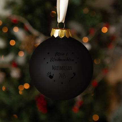 SEO. Gravierte Weihnachtskugel - Mein erstes Weihnachten - Schwarz (matt) Linkreich
