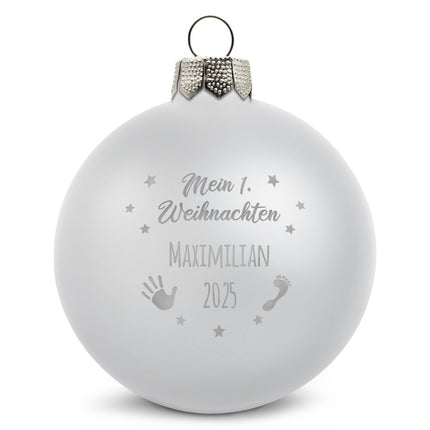 SEO. Gravierte Weihnachtskugel - Mein erstes Weihnachten - Schwarz (matt) Linkreich