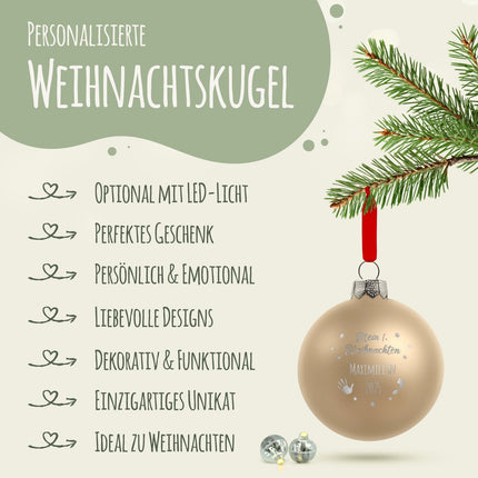 SEO. Gravierte Weihnachtskugel - Mein erstes Weihnachten - Beige (matt) Linkreich