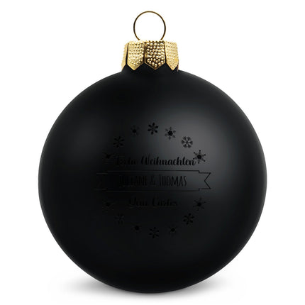 SEO. Gravierte Weihnachtskugel mit Wunschtext - Schwarz (matt) Linkreich